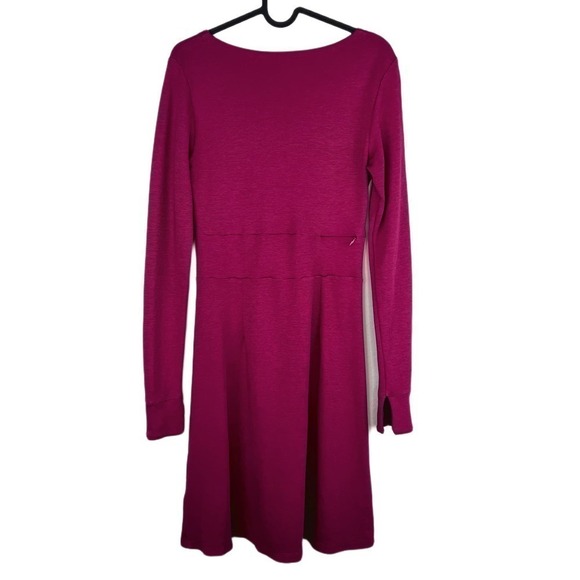 Toad&Co Finlay Faux Wrap V Neck Long Sleeve Berry Dress Size Small Stretch - Picture 2 of 7